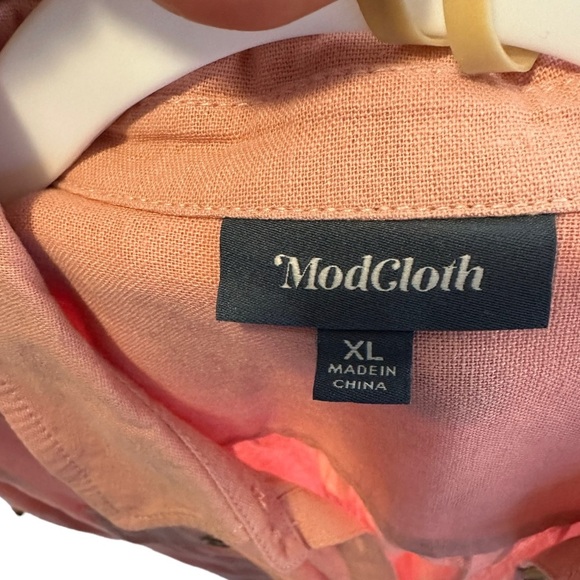 ModCloth Pink Linen Jumpsuit‎ with Belt Size: XL - Picture 8 of 16